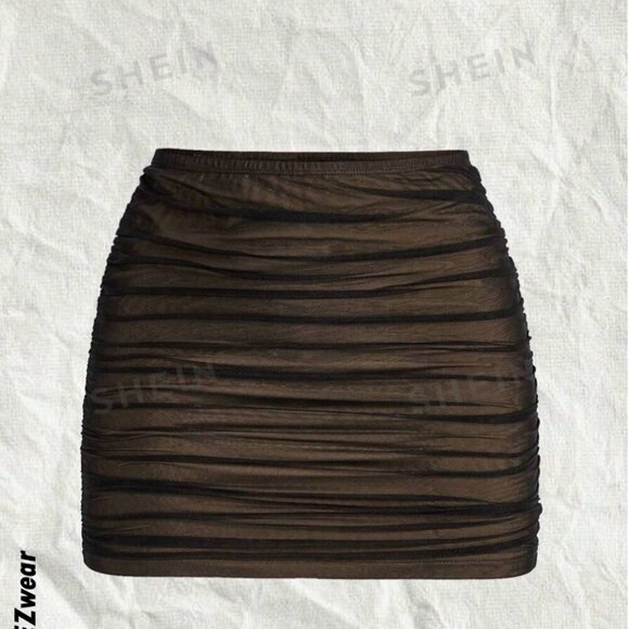 SHEIN Dresses & Skirts - SHEIN Ruched Mesh Bodycon Skirt Sz XS